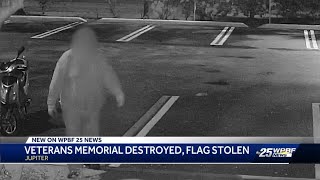 Veterans memorial destroyed, flag stolen