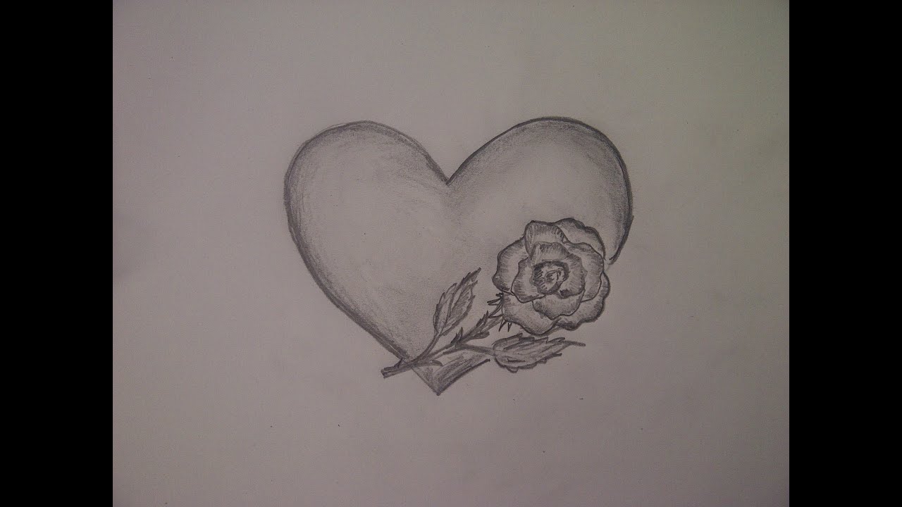 Como dibujar una rosa con un corazon. 