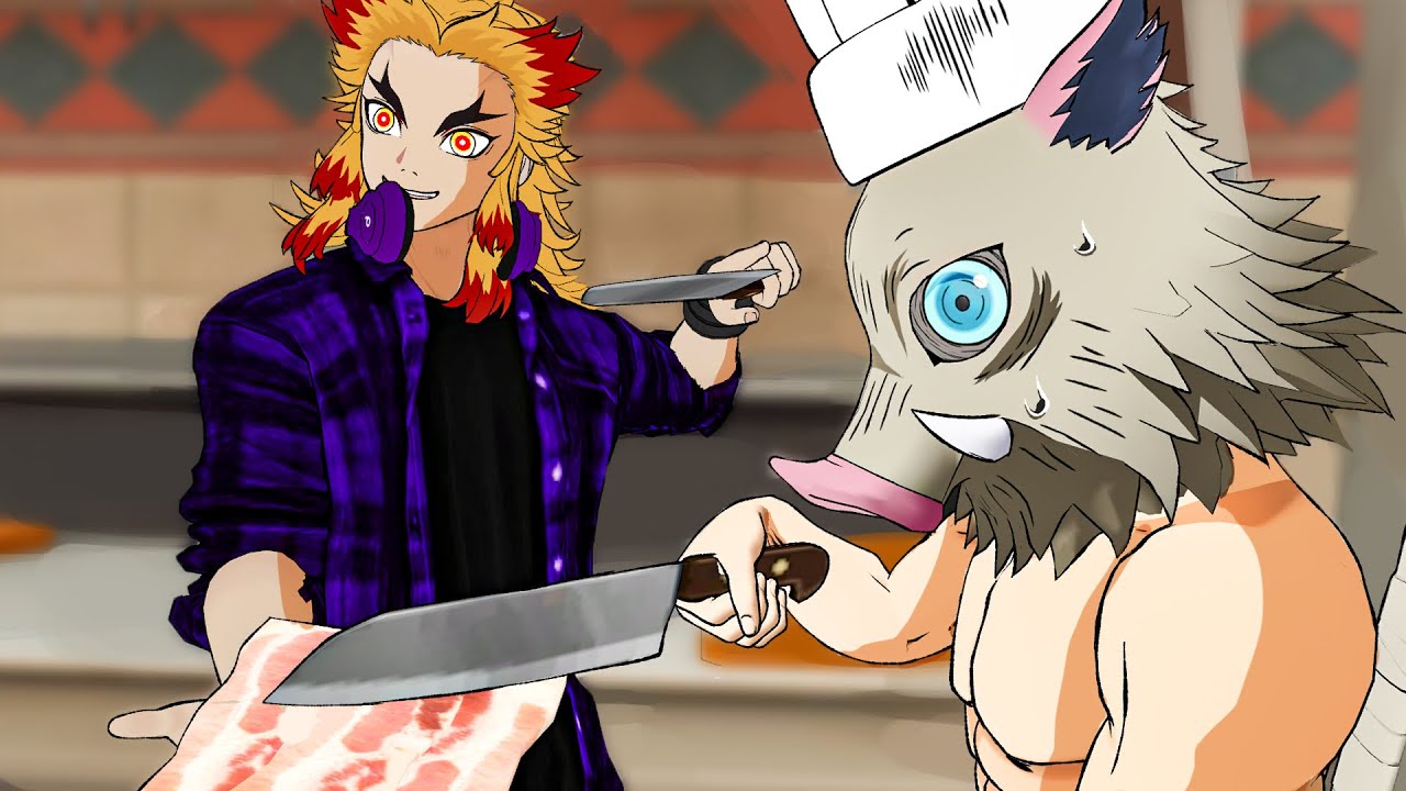 Cozinhando com Rengoku e Inosuke no Kimetsu no Yaiba Vr!