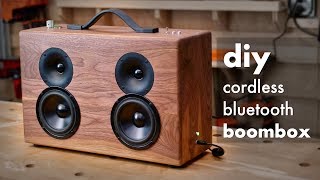 DIY Battery Powered Bluetooth Speaker // How To Build - Woodworking