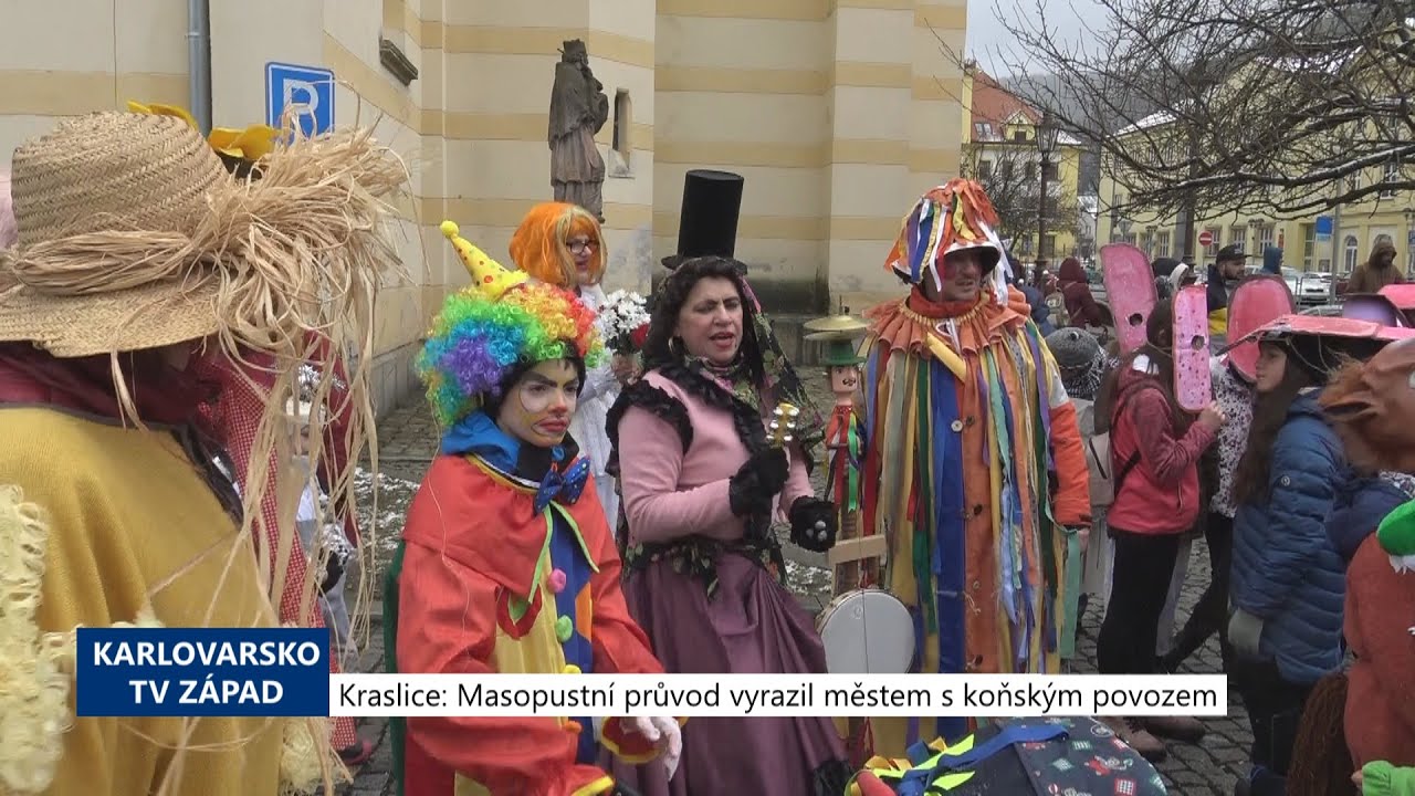 Kraslice: Masopustní průvod vyrazil městem s koňským povozem (TV Západ)
