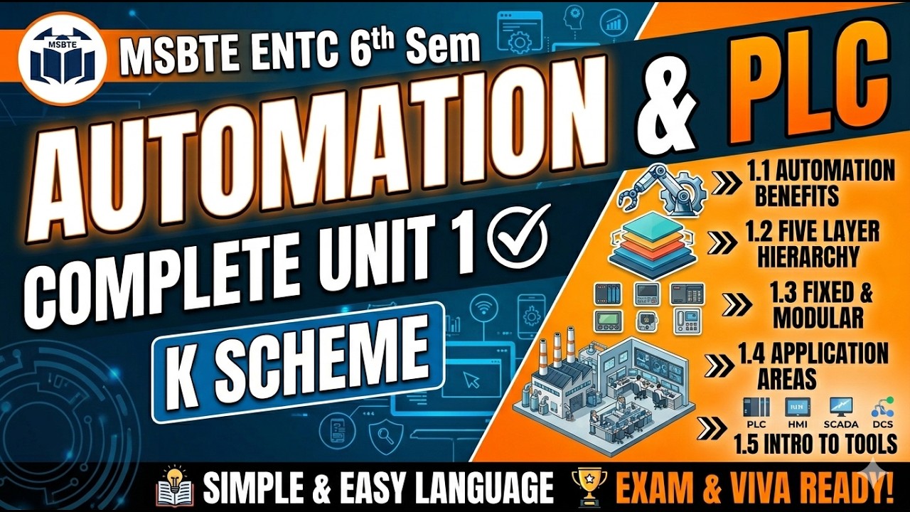 MSBTE ENTC 6th Sem | Automation & PLC | K Scheme | Unit 1 Complete ...