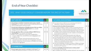 Year End Financial Planning Review - To Dos, Important Items, and Checklist
