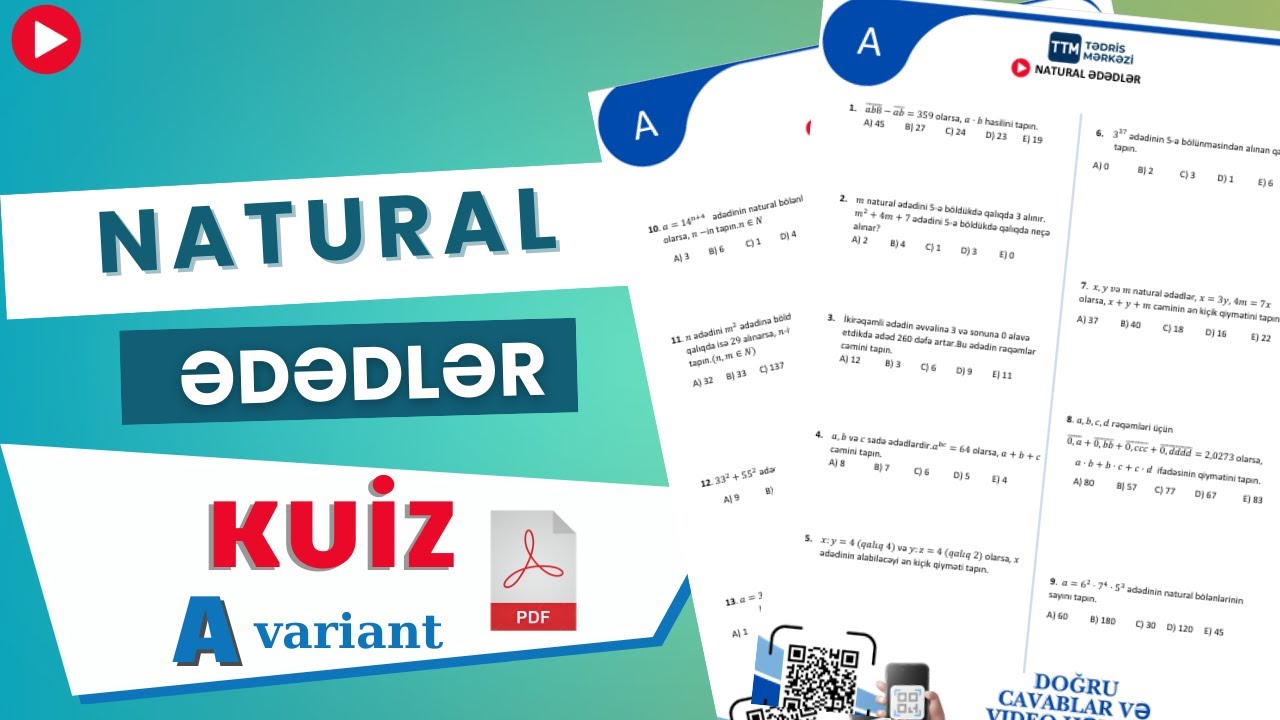 NATURAL ƏDƏDLƏR KUİZ İZAHI A VARİANTI ICAVİD RÜSTƏMZADƏ
