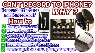 Why can’t record a song cover from V8 Sound card to iPhone? Only vocals with no effect recorded?
