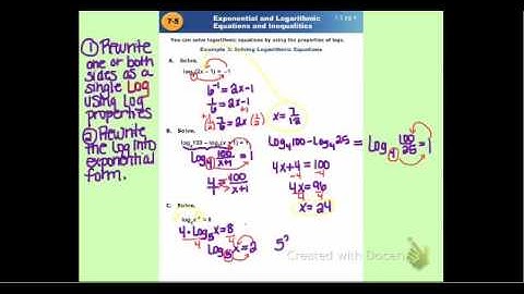 Alg2 Lesson 7:5 part 2: "Solving Exponential & Logarithmic Equations"