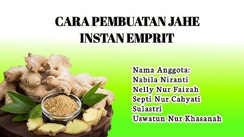 CARA MEMBUAT JAHE INSTAN EMPRIT