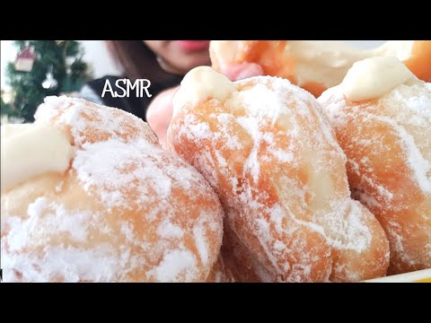 【咀嚼音/ASMR】ドーナツは○○で作ったよ！クリームたっぷり🍩クリームドーナツ🍩cream donut/크림 도넛/【eatingsounds】