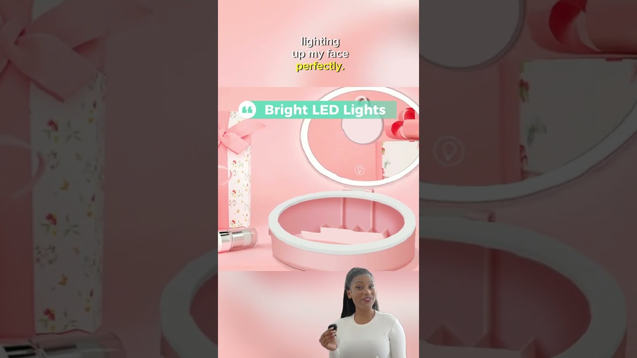 Desktop LED Makeup Mirror Storage Box  