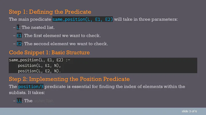 How to Check if Two Elements of Nested Lists Are at the Same Index in Prolog