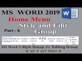 MS WORD PART 6 || Home Menu Style Group || Editing Group || Find || Replace || Select All