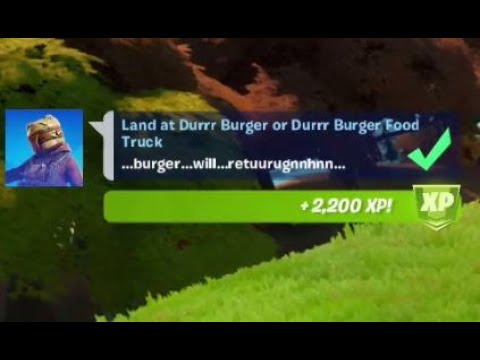 Fortnite Challenge Land At Durr Burger Or Durr Burger Food Truck Chapter 2 Season 6 Youtube