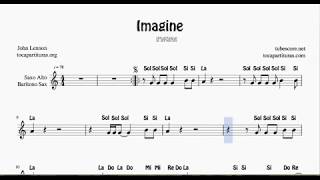 esférico revelación Púrpura Imagine Partitura Fácil con Notas para Saxofón Alto y Barítono en Mi bemol  - YouTube