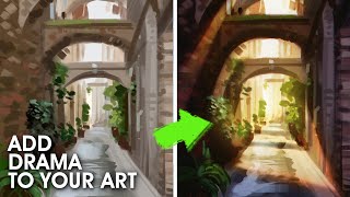 Make Any Painting Look Dramatic | How To Paint Cinematic Lighting | Photoshop Digital Art Tutorial screenshot 4