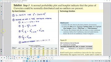 Math 14 9.3 Example 2 Construct Confidence Interval for Population Variance and Standard Deviation