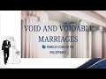 Void and Voidable Marriages | Family Code of the Philippines