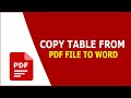 How to Copy Table from PDF to Word