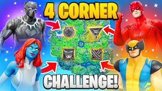 The 4 CORNER MYTHIC BOSS Challenge in Fortnite (Black Panther, Daredevil, Mystique, Wolverine)