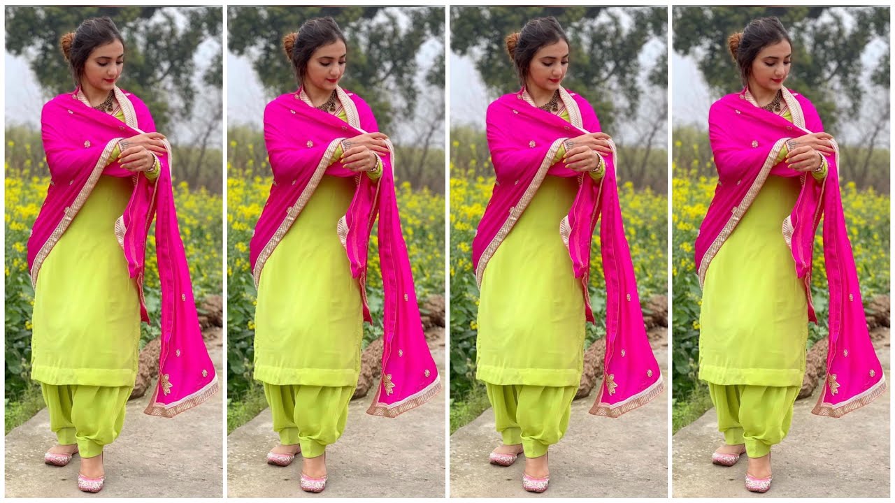 Plain Punjabi Suit With contrast Heavy Dupatta/Colour Combination For Dr...  | Colour combination for dress, Heavy dupatta, Punjabi suits