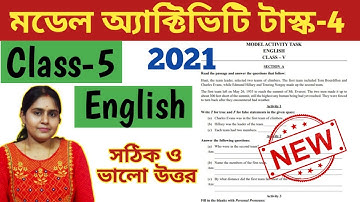 Class-5 English Part-4,Model Activity Task 2021//ইংরাজী,পঞ্চম শ্রেণি,মডেল অ্যাক্টিভিটি -4// WBBSE