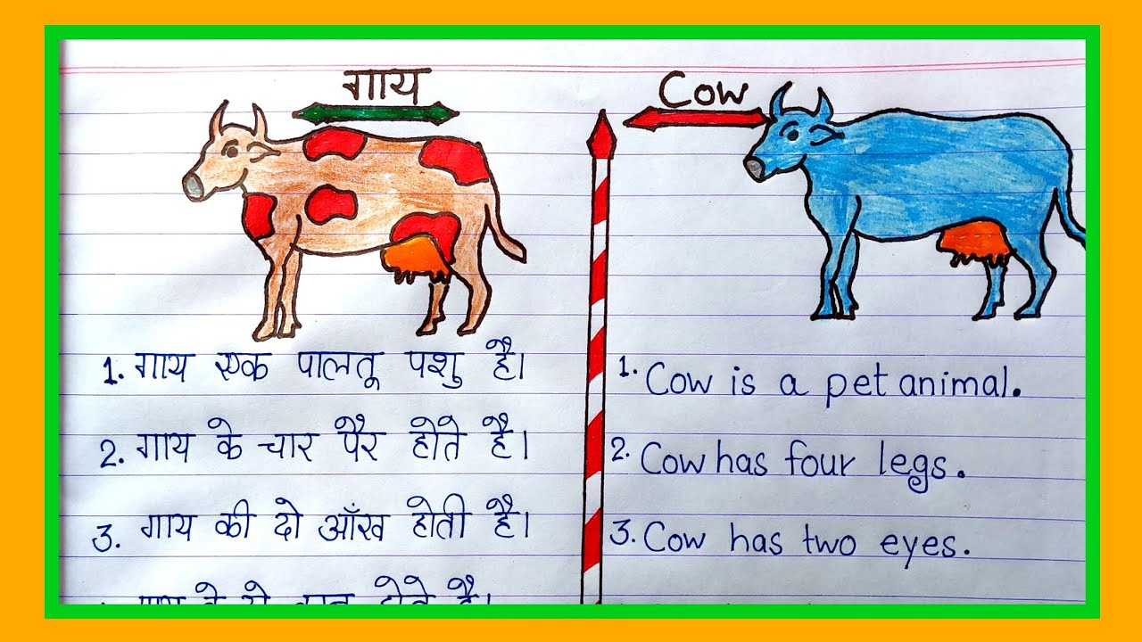 the cow essay english and hindi