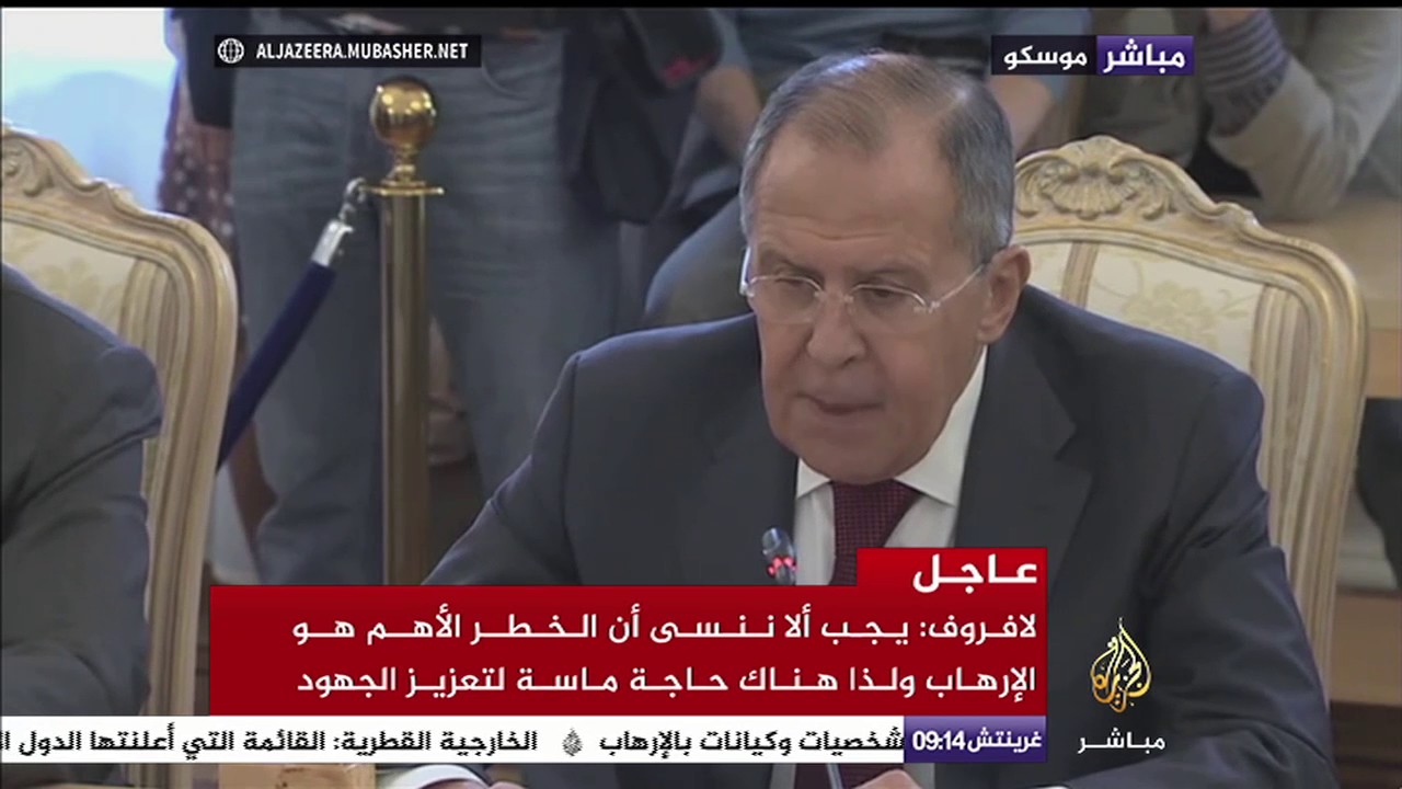 وزير الخارجية الروسي سيرغي لافروف يستقبل نظيره القطري محمد بن عبد الرحمن آل ثاني
