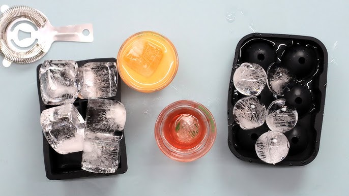 Glacio Ice Cube Trays Silicone Combo Mould - Set of 2, Sphere Ice Ball Maker with Lid & Large Square Moulds, Reusable and BPA Free