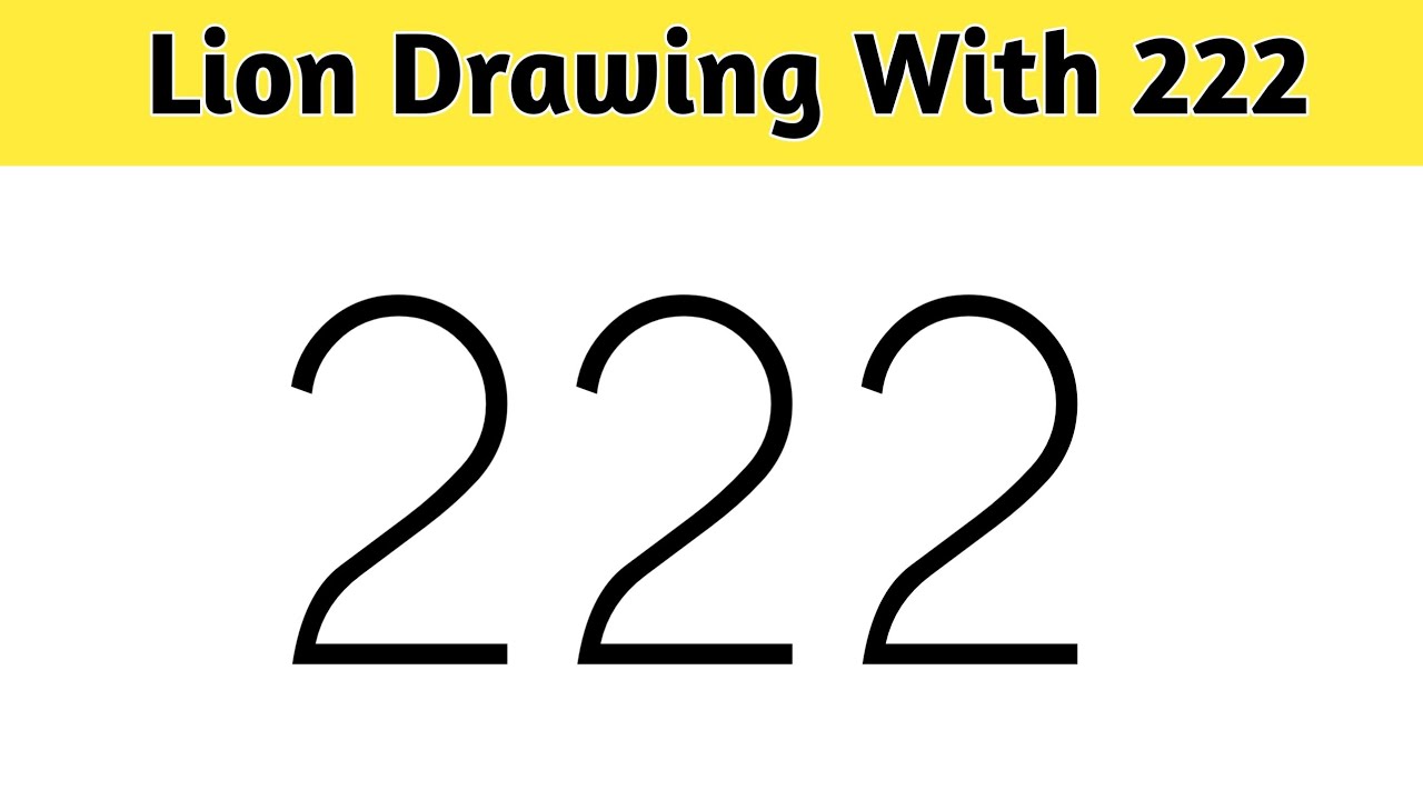 Draw Lion From 222 Number | Lion Drawing | Easy Lion Drawing Step By ...