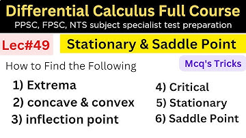 Extrema concave, convex inflection critical stationary saddle mcqs tricks lec#49 #maths #bs #afmathe