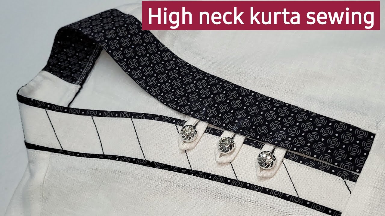 Gents Kurta mein alag kapde se design banaye / High neck collar pattern #2026