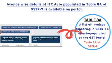 𝐈𝐧𝐯𝐨𝐢𝐜𝐞 𝐰𝐢𝐬𝐞 𝐝𝐞𝐭𝐚𝐢𝐥𝐬 𝐨𝐟 𝐈𝐓𝐂 𝐚𝐮𝐭𝐨 𝐩𝐨𝐩𝐮𝐥𝐚𝐭𝐢𝐧𝐠 𝐢𝐧 𝐓𝐚𝐛𝐥𝐞 𝟖𝐀 𝐨𝐟 GSTR-9 𝐢𝐬 𝐦𝐚𝐝𝐞 𝐚𝐯𝐚𝐢𝐥𝐚𝐛𝐥𝐞 𝐨𝐧 GST 𝐏𝐨𝐫𝐭𝐚𝐥.