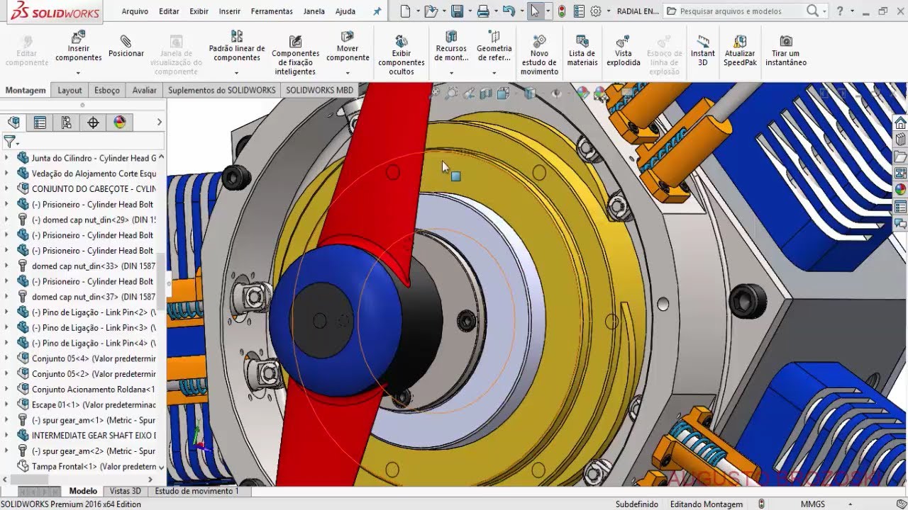 Solidworks Radial Engine Motor Radial Came 09 de 15 Parte