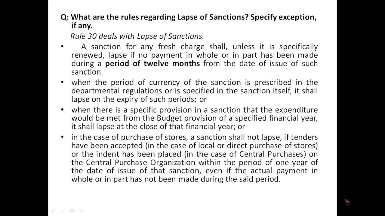 General Financial Rules 2017 ( Lect 5) Lapse of Sanctions, Loss to