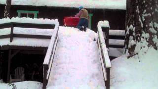 Sledding Down The Steps At Uciii January 1, 2011