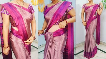 Crepe saree draping | Uniform saree | Uniform saree wearing | Crepe silk saree draping | saree drape