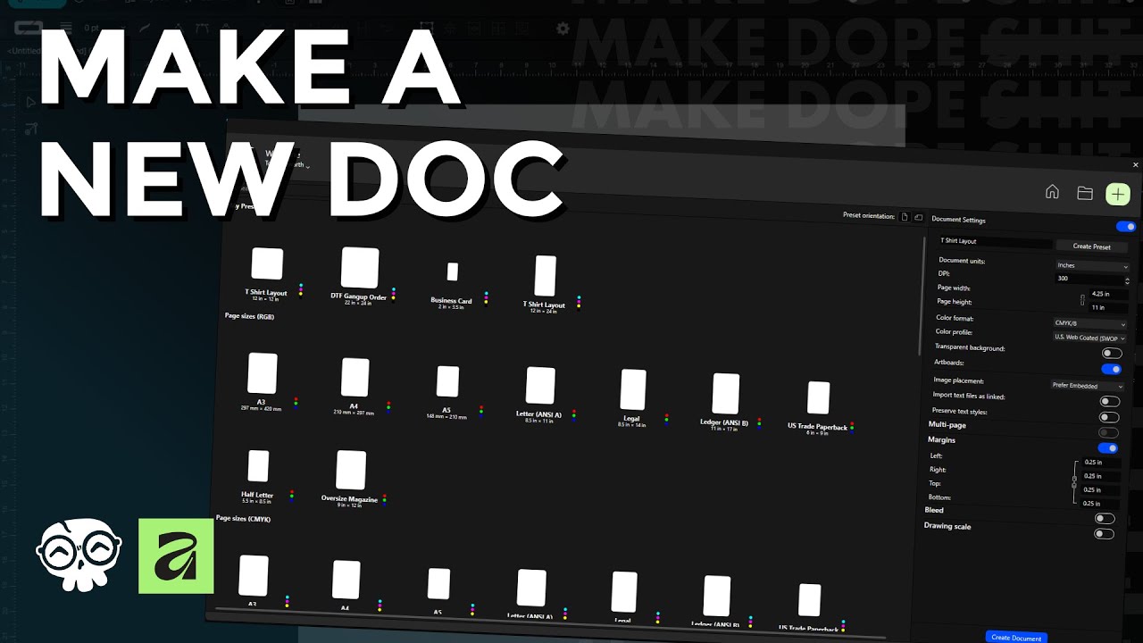 Affinity Document Tutorial How to Setup a New Document in Affinity - YouTube