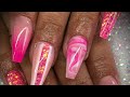 Acrylic nails - full pink design set including prep