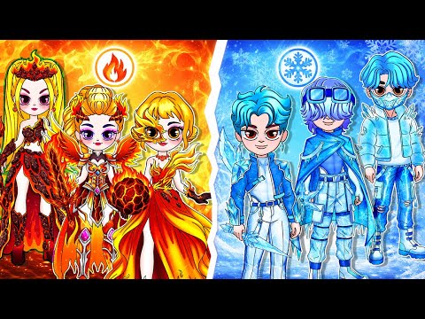 K-Pop Demon Hunters | Fire Girl vs Ice Boy! Huntrix & Saja Boys Glow Up | DIY Fashion Paper Dolls