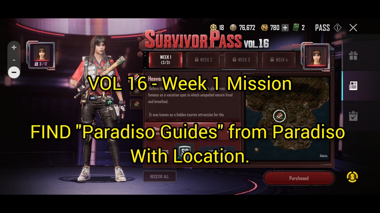 NEW STATE MOBILE (VOL 16 Week 1 Missions) Find "Paradiso Guides" from Paradiso | Accurate Location