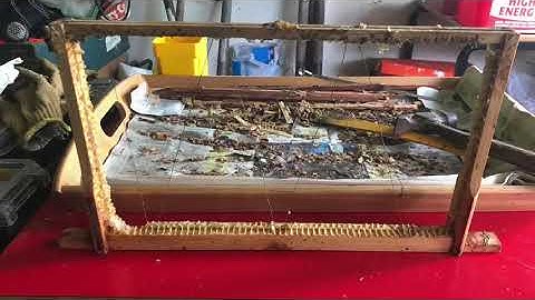 Cleaning up an old brood frame and fitting wax foundation