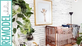 Easy DIY Hand Painted Faux Wallpaper Accent Wall