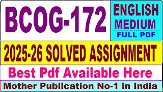 BCOG 172 solved assignment 2025-26 || bcog 172 solved assignment 2026 in English || ignou bcog172