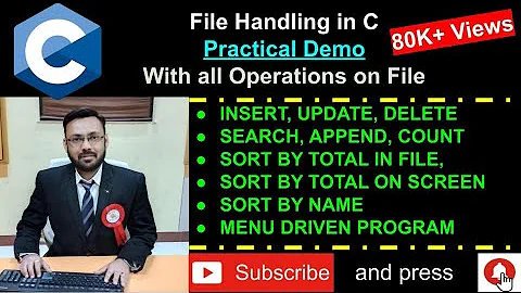 File Handling in C - INSERT, UPDATE, DELETE, SORT, SEARCH of STUDENT RECORD - IN FILE WITH STRUCTURE