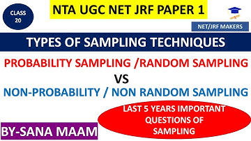 UGC NET JRF PAPER 1 || PROBABILITY SAMPLING VS NON-PROBABILITY SAMPLING || RESEARCH APTITUDE PYQ