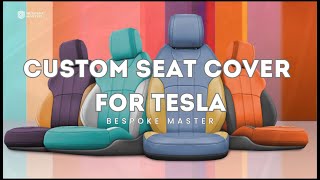 Custom Car Seat Cover for Tesla with Blue Color White Piping by Bespoke Master Shiren Auto screenshot 5