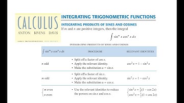 Calculus 1 Ex # 7.3 Q # 8-12 Integrating Trigonometric functions Powers of sine cosine: Howard Anton