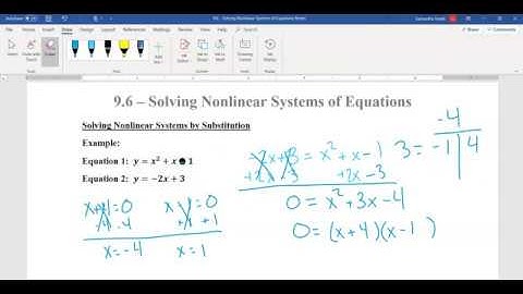 Quadratic Equations: 9.6 Solving Nonlinear Systems of Equations