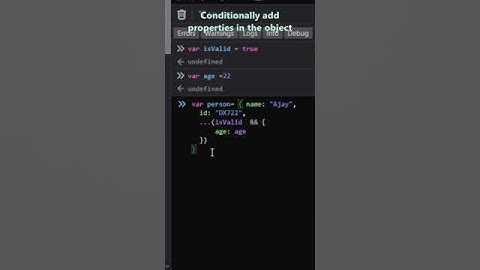 Conditionally add properties in the object in JavaScript #shorts #interview