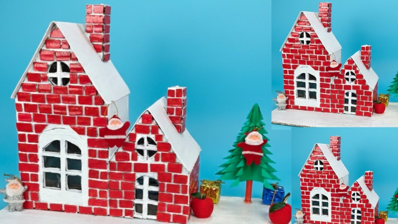 DIY Christmas House Decoration Idea | Cardboard Christmas House Making | Christmas Craft 2025 🎄🏠