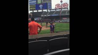 Gaten and Sabrina Matarazzo. Final audition for the Mets Anthem search 07/21/15